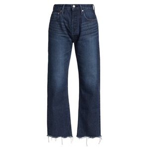 NWT MOUSSY VINTAGE Capac Wide Straight Cropped Jeans with Frayed Hem, Size 25